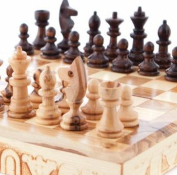 Wooden Chess Board Set - Olive Wood Made in Israel - 7.5