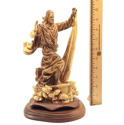 Jesus Christ "Calms The Storm", 10.6" Carved Wooden Sculpture