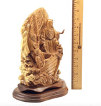 Jesus Christ statue hand carved from Bethlehem olive wood, 10.5 inch three quarter view of the religious piece
