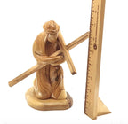 Jesus Christ olive wood cross from Bethlehem hand carved, 7.1 inch side angle of the olive wood sculpture