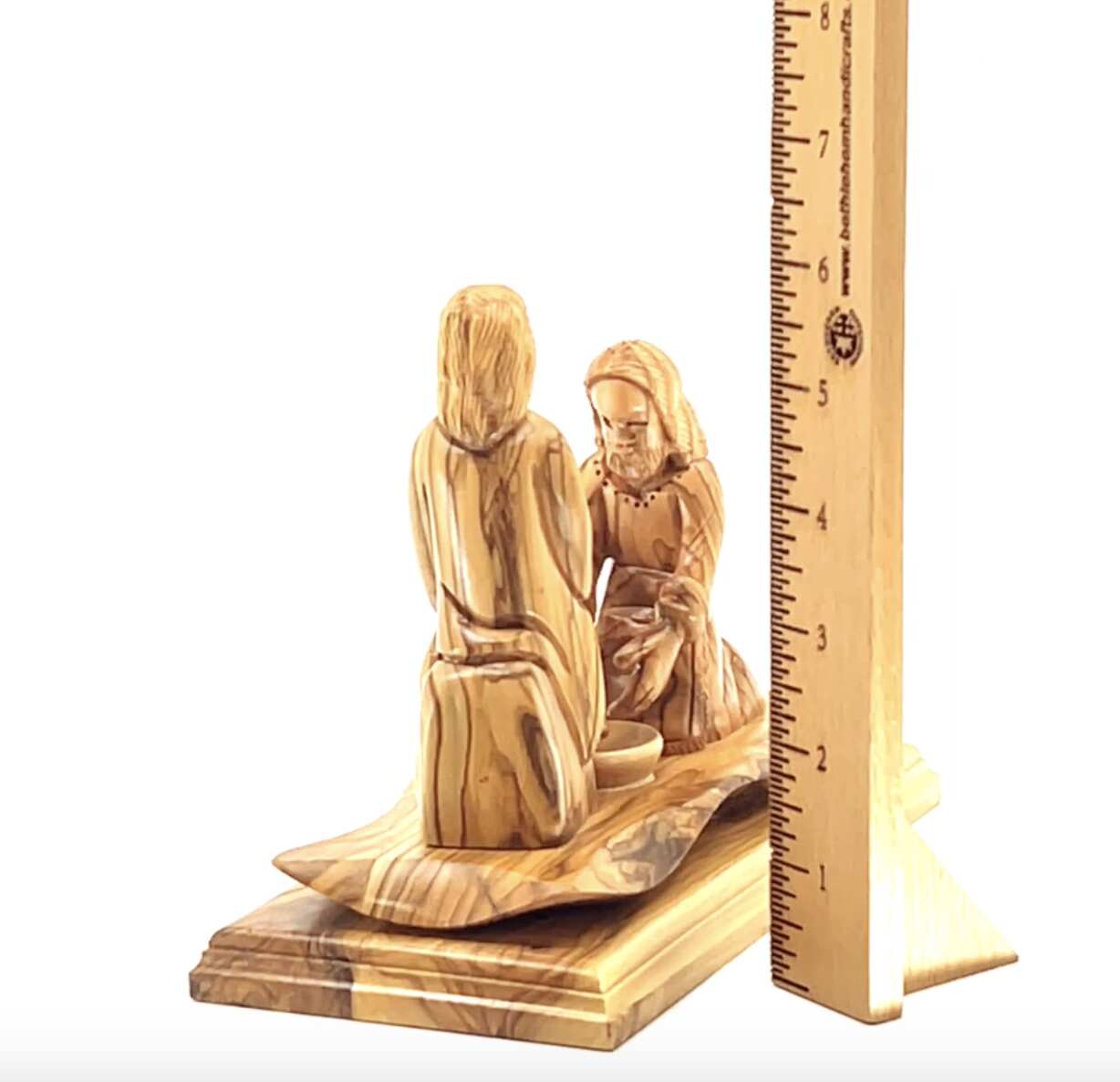 Jesus Christ "Washing of the Feet" Sculpture, 7.5" Carving from Holy Land Olive Wood