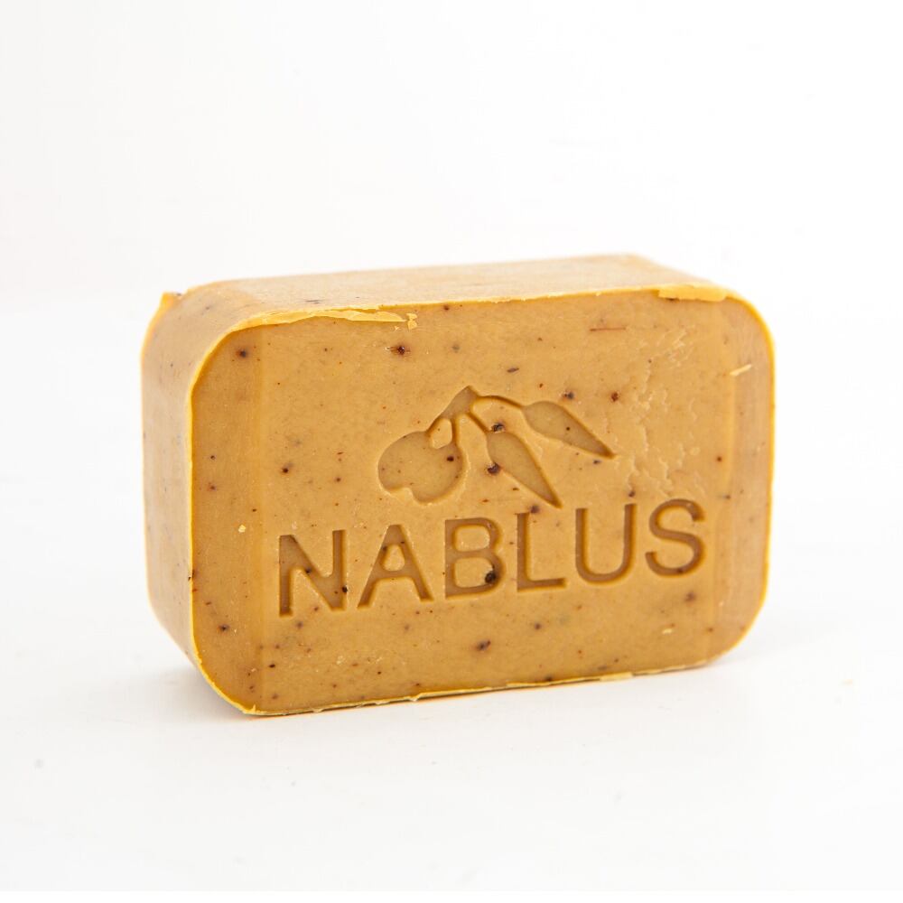 Pure olive oil soap from Nablus Holy Land, close detail of the hand carved work