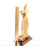 Jesus Christ olive wood wall cross from Bethlehem, 13.6 inch back view of the olive wood sculpture