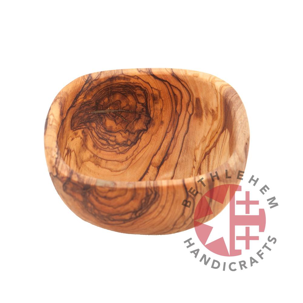Hand carved square olive wood bowl from Bethlehem