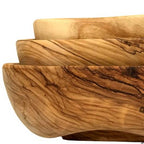 Olive wood tableware hand made in Bethlehem, side angle of the olive wood sculpture