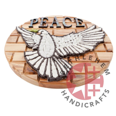 Peace Dove Hand Carved Olive Wood Plaque - Wall Hangings - Bethlehem Handicrafts