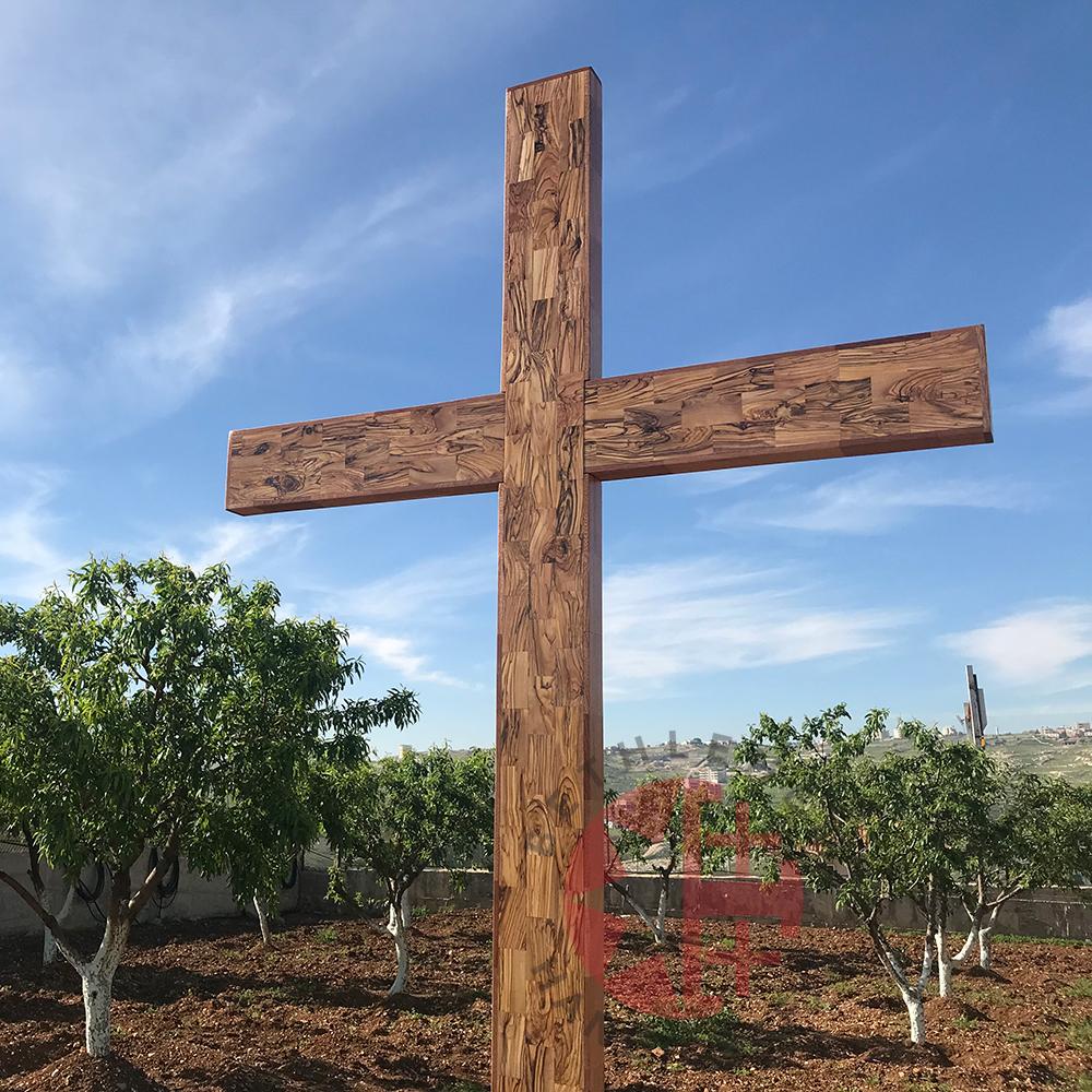 Large Olive Wood Cross with Standing Stepped Base - Specialty - Bethlehem Handicrafts