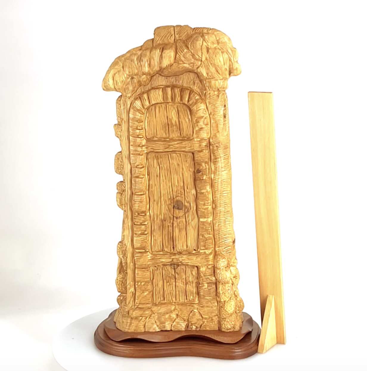 Jesus Christ "Knocking at the Door" Sculpture, 22.3" Olive Wood Carving from Holy Land