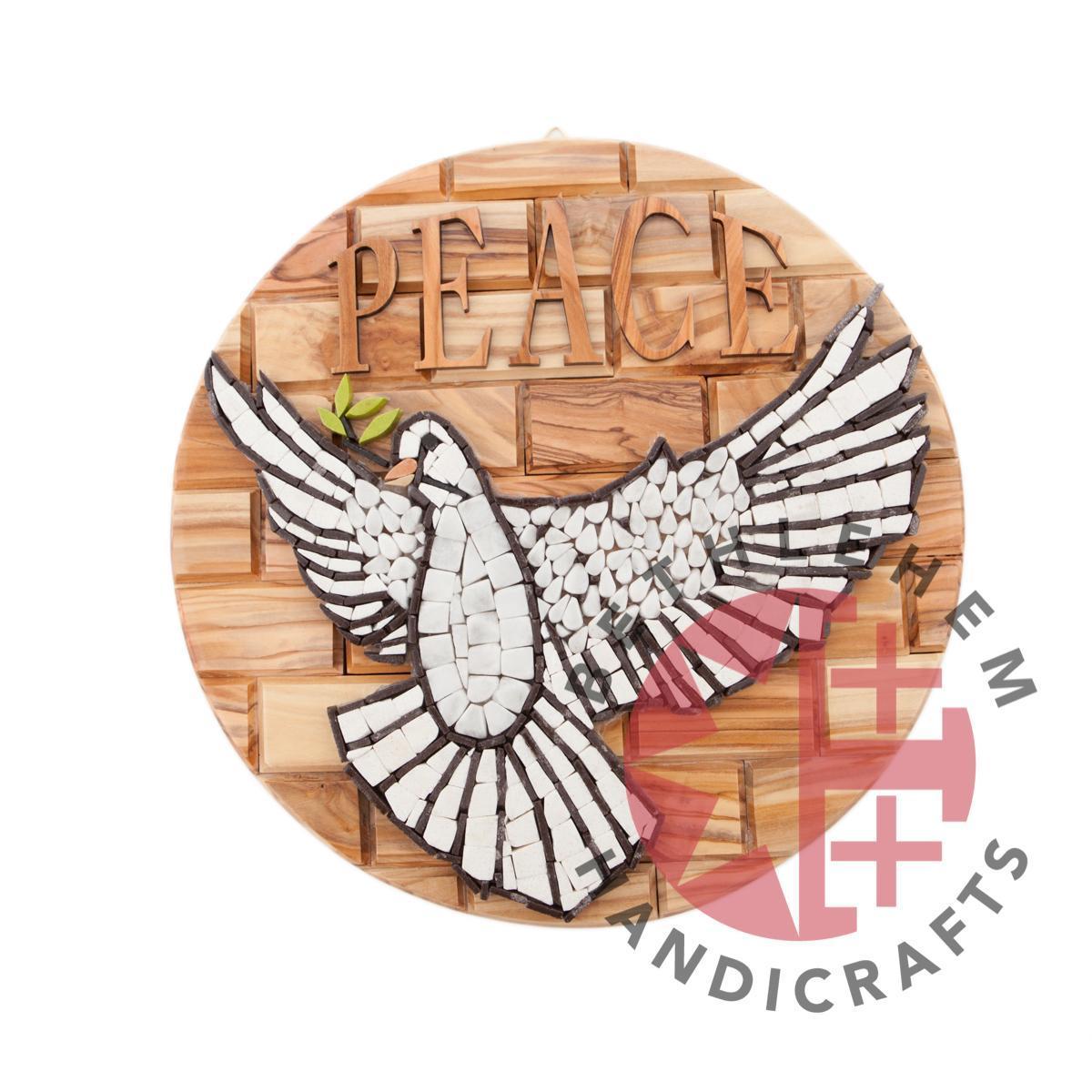 Dove of Peace Hand Carved Olive Wood Plaque