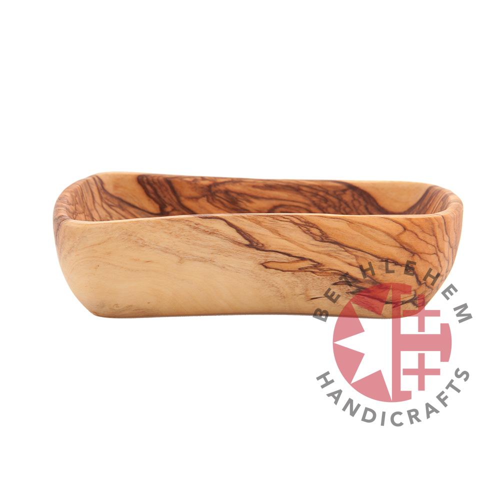 Hand carved teak rectangle olive wood bowl from Bethlehem