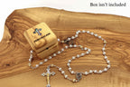 Rosary, Sterling Silver Plated Beads, 20.9", Metal Chain with 2" Crucifix