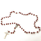 Olive wood rosary hand made in Bethlehem Holy Land, 22.4 inch close up showing the olive wood grain
