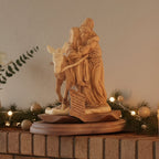 The Good Samaritan Jesus Christ Sculpture, Riding on Donkey, Biblically Inspired Christian Art  Masterpiece Carved from Olive Wood 