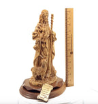 Jesus Christ "The Good Shepherd" Statue, 12.6" Carved from Holy Land Olive Wood in Bethlehem