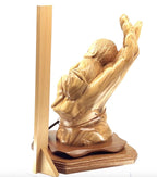 religious olive wood statue hand carved in Bethlehem, 12.4 inch scale reference view