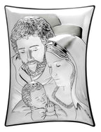 Holy Family Christian icon hand made in Bethlehem, close detail of the hand carved work