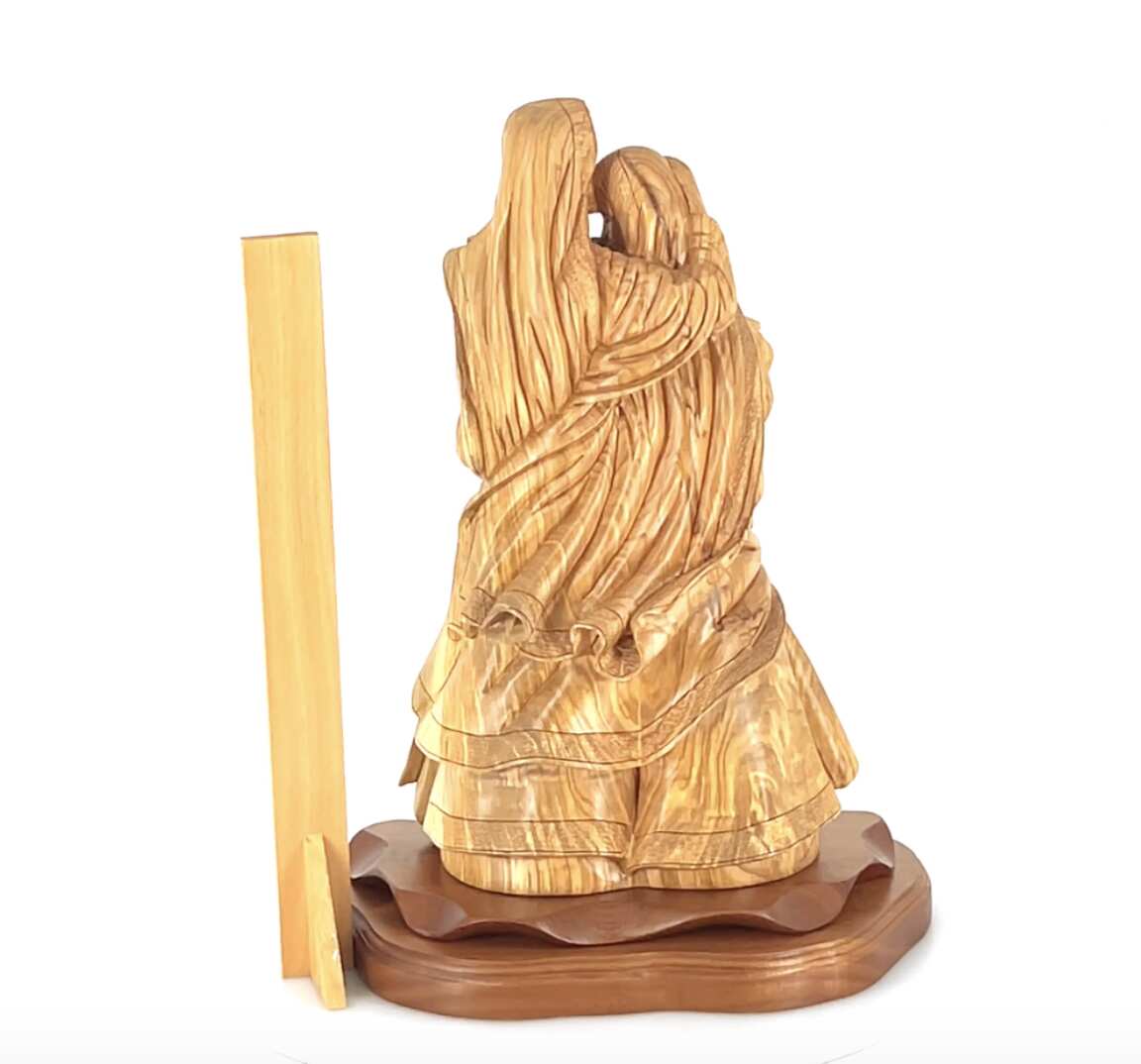 Adoring Holy Family Jesus Christ with St. Joseph and Mary Masterpiece, 13.8" Made from Olive Wood Carved Sculpture from the Holy Land