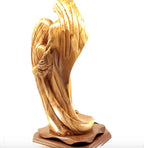 Olive wood nativity scene hand carved in Bethlehem, 18.1 inch top angle showing detail of the craftsmanship