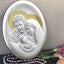 Holy Family Silver Icon, Oval Virgin Mary, St. Joesph and Baby Jesus Christ Wall Hanging Art Decor