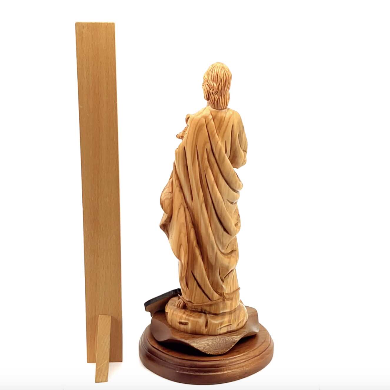St. Joseph Holding Lily Flower, 11.2" Olive Wood Carved Statue
