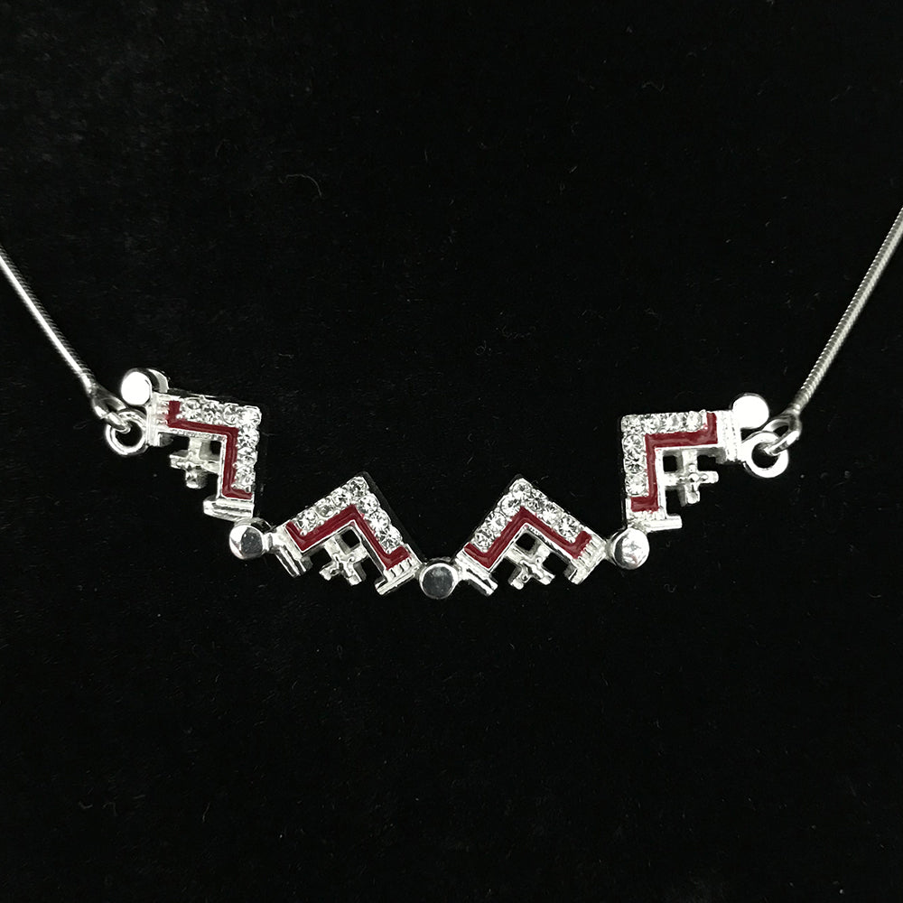Dark Red Two-Way Magnetic Jerusalem Cross Necklace (White Gemstones) - Jewelry - Bethlehem Handicrafts