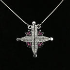 Two-Way Magnetic Star of Bethlehem Necklace (Pink Gemstones) - Jewelry - Bethlehem Handicrafts