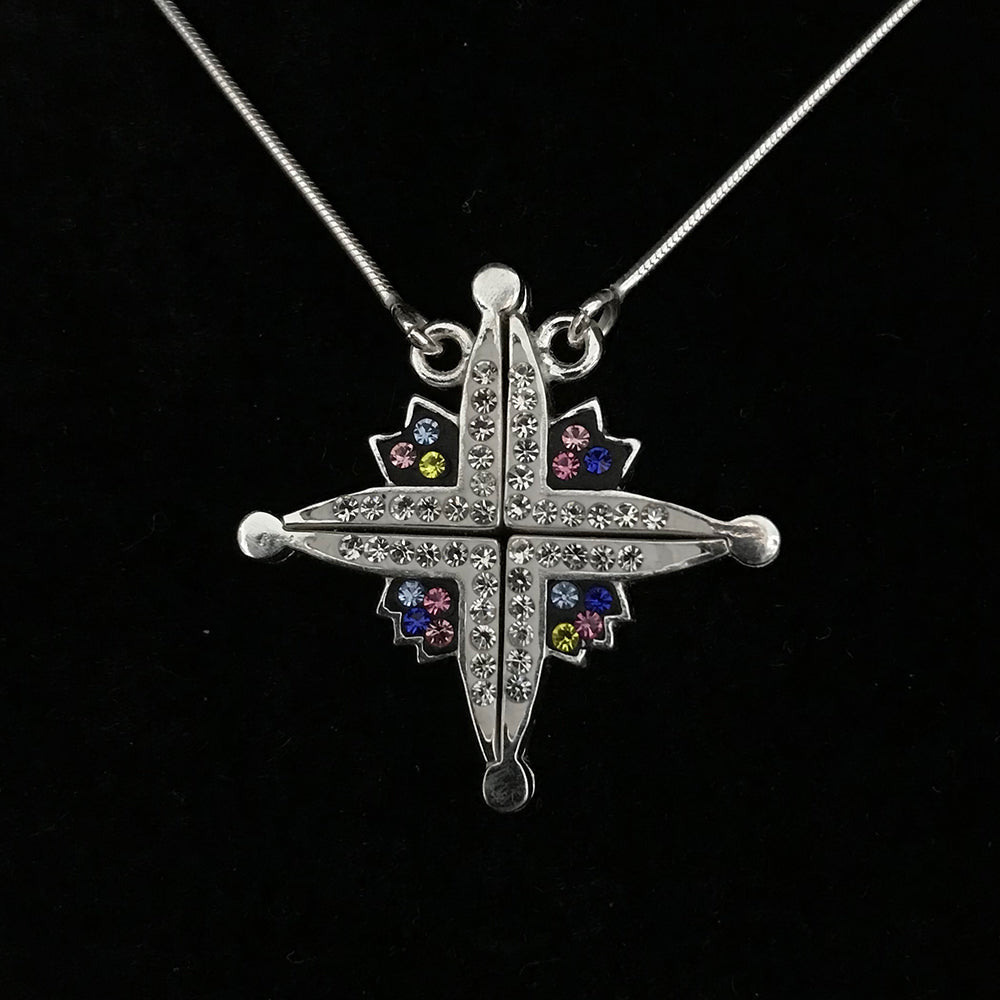 Olive wood religious magnet from Bethlehem, front view of the sterling silver masterpiece