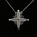 Olive wood religious magnet from Bethlehem, front view of the sterling silver masterpiece