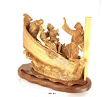 Jesus Christ statue hand carved from Bethlehem olive wood, 18.5 inch close detail of the hand carved work