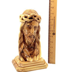 Jesus Christ statue hand carved from Bethlehem olive wood, 9.8 inch side angle of the olive wood sculpture