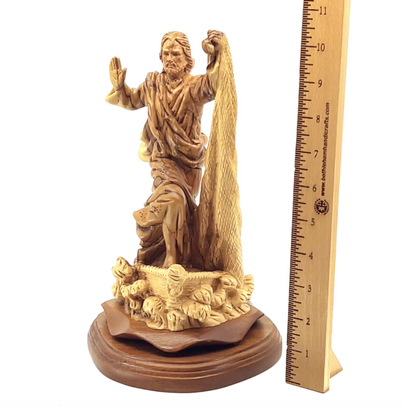 Jesus Christ "Calms The Storm", 10.6" Carved Wooden Sculpture