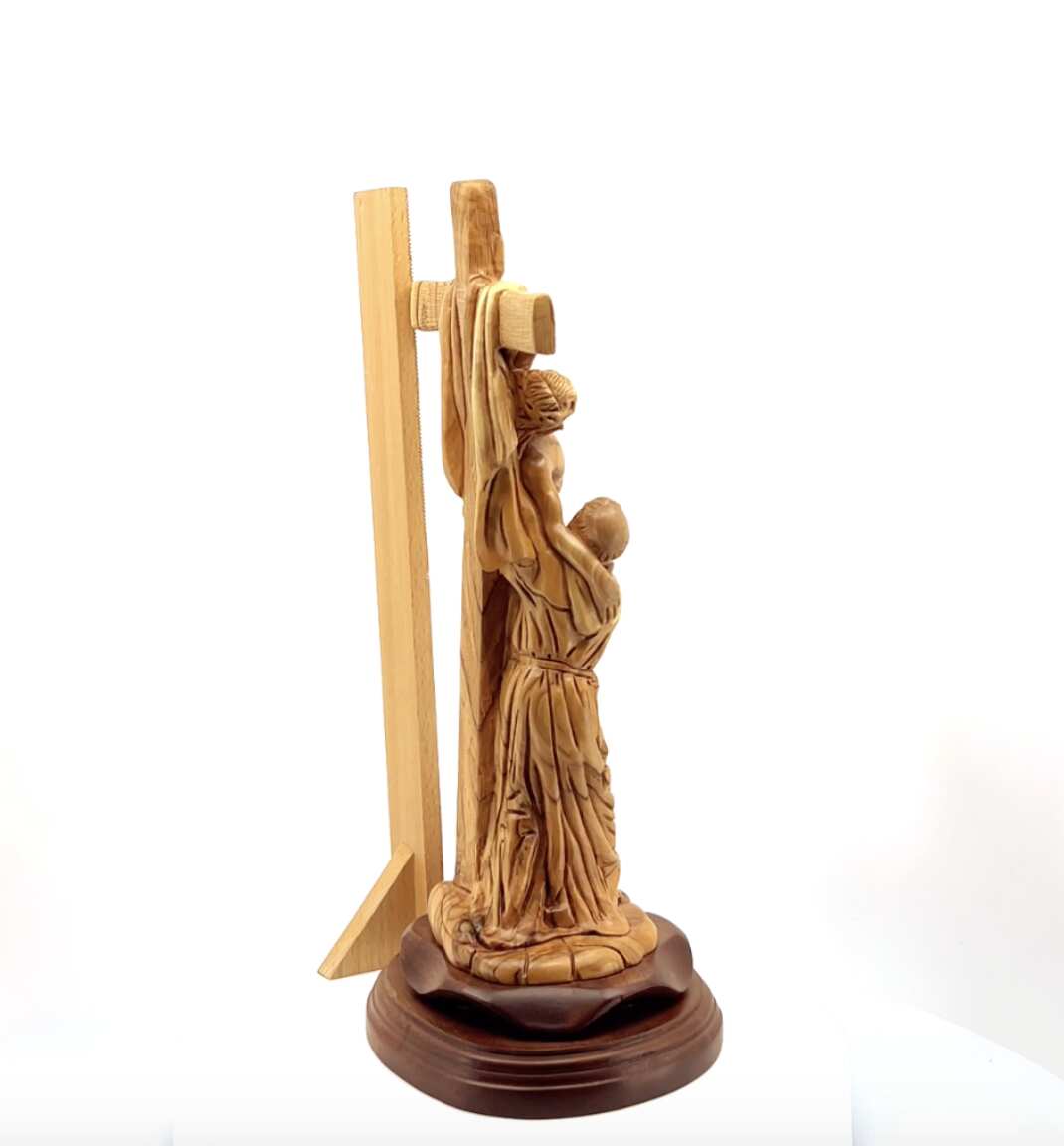 Jesus Christ olive wood wall cross from Bethlehem, 13.2 inch detail of the carved figure