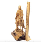 Jesus Christ statue hand carved from Bethlehem olive wood, 11.2 inch three quarter view of the religious piece