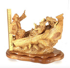 Jesus Christ statue hand carved from Bethlehem olive wood, 18.5 inch side angle of the olive wood sculpture