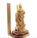 Jesus Christ "The Good Shepherd" Statue, 12.6" Carved from Holy Land Olive Wood in Bethlehem
