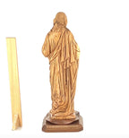 “Sacred Heart of Jesus” Sculpture, 16.1" Carved Olive Wooden Masterepiece