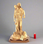 Jesus Christ statue hand carved from Bethlehem olive wood, 19.3 inch front view of the olive wood masterpiece