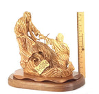 Jesus Christ statue hand carved from Bethlehem olive wood, 14.4 inch side angle of the olive wood sculpture
