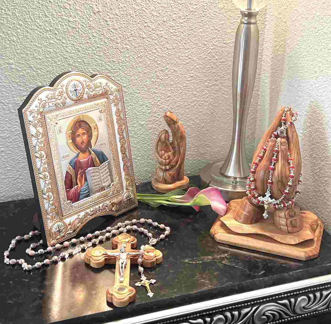 Jesus Christ Silver Plated Icon with Unique Silver Frame Standing or Wall Hanging Christian Art Decor
