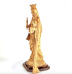Our Lady of Mount Carmel olive wood statue from Bethlehem hand carved, 17.3 inch detail of the carved figure