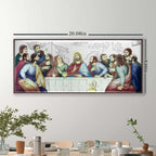 Last Supper Christian icon hand made in Bethlehem, 20 inch side angle of the olive wood sculpture