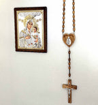 Virgin Mary Christian icon hand made in Bethlehem, side angle of the silver sculpture