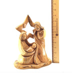 Nativity Scene with Holy Family and Star, 9.4" Manager Carving from Bethlehem Olive Wood