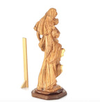 Virgin Mary olive wood statue from Bethlehem hand carved, 20.5 inch scale reference view