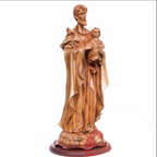 Jesus Christ statue hand carved from Bethlehem olive wood, 25.6 inch top angle showing detail of the craftsmanship