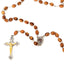 Smooth Wooden Bead Rosary, Silver and Gold Plated Crucifix
