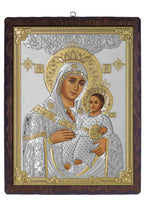 Virgin Mary Christian icon hand made in Bethlehem, three quarter view of the religious piece