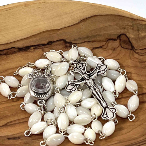 Olive wood rosary hand made in Bethlehem Holy Land, 23.6 inch side angle of the olive wood sculpture