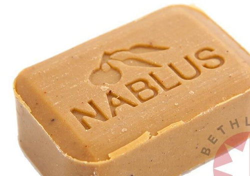 Pure olive oil soap from Nablus Holy Land, side angle of the olive oil soap sculpture