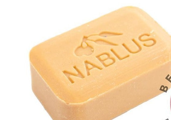 Pure olive oil soap from Nablus Holy Land, three quarter view of the religious piece